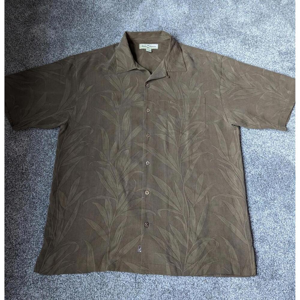 Tommy Bahama Brown Leaf-Print Short-Sleeve Button-Down Shirt